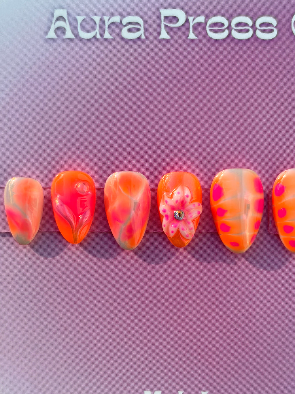 Neon Summer Baddie Short Almond Press on nails
