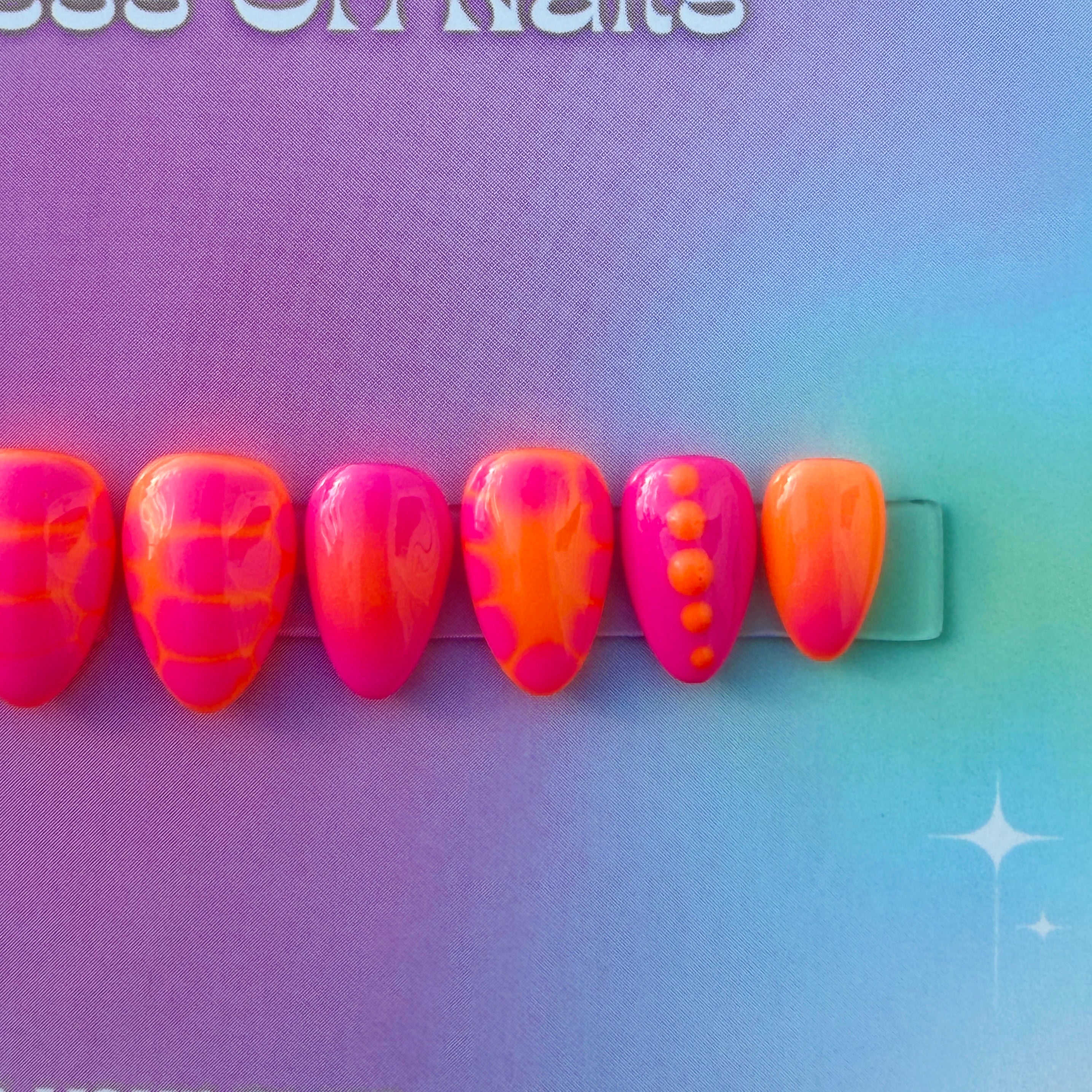 Neon Summer Vibes Short Almond Press on nails