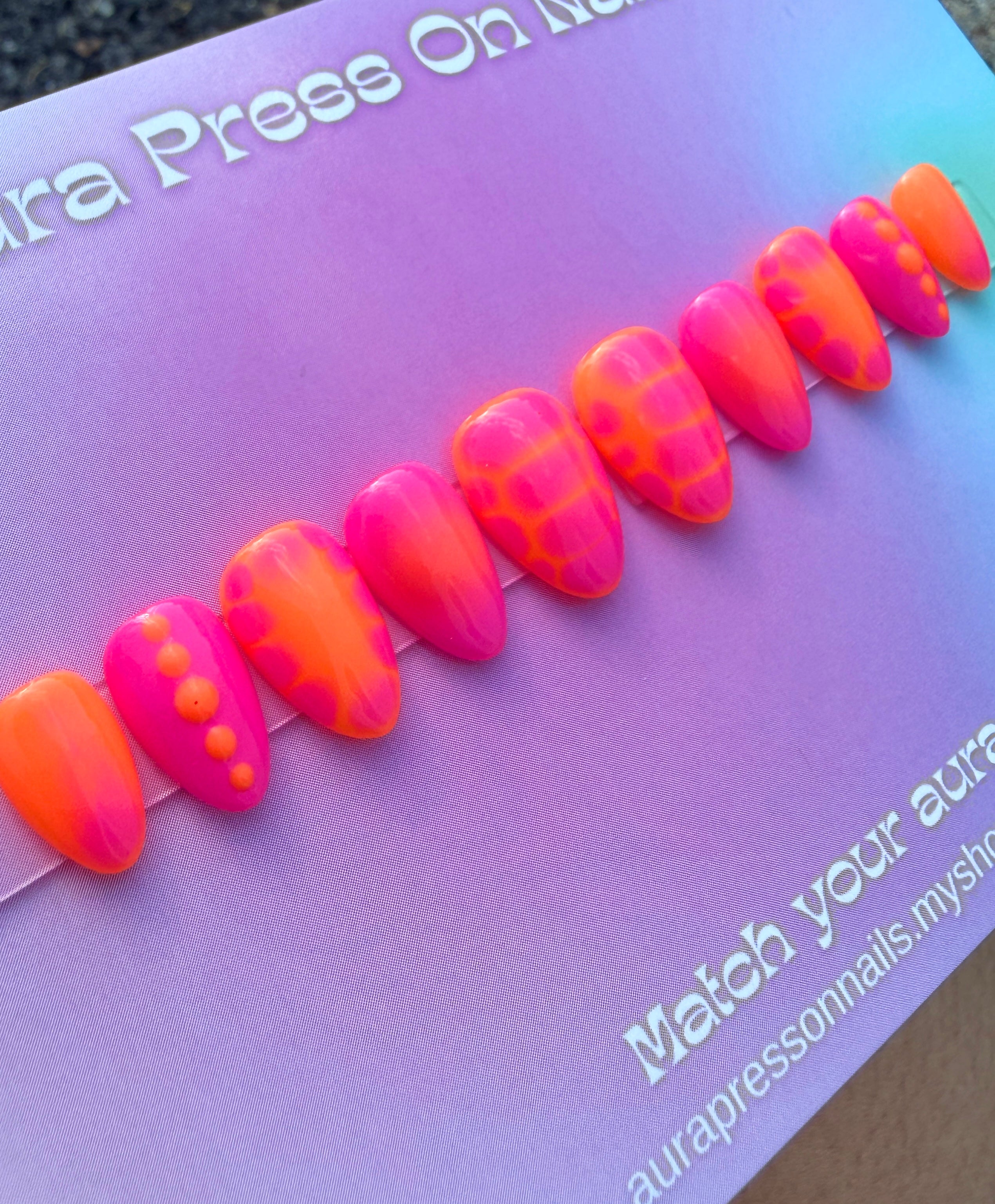 Neon Summer Vibes Short Almond Press on nails
