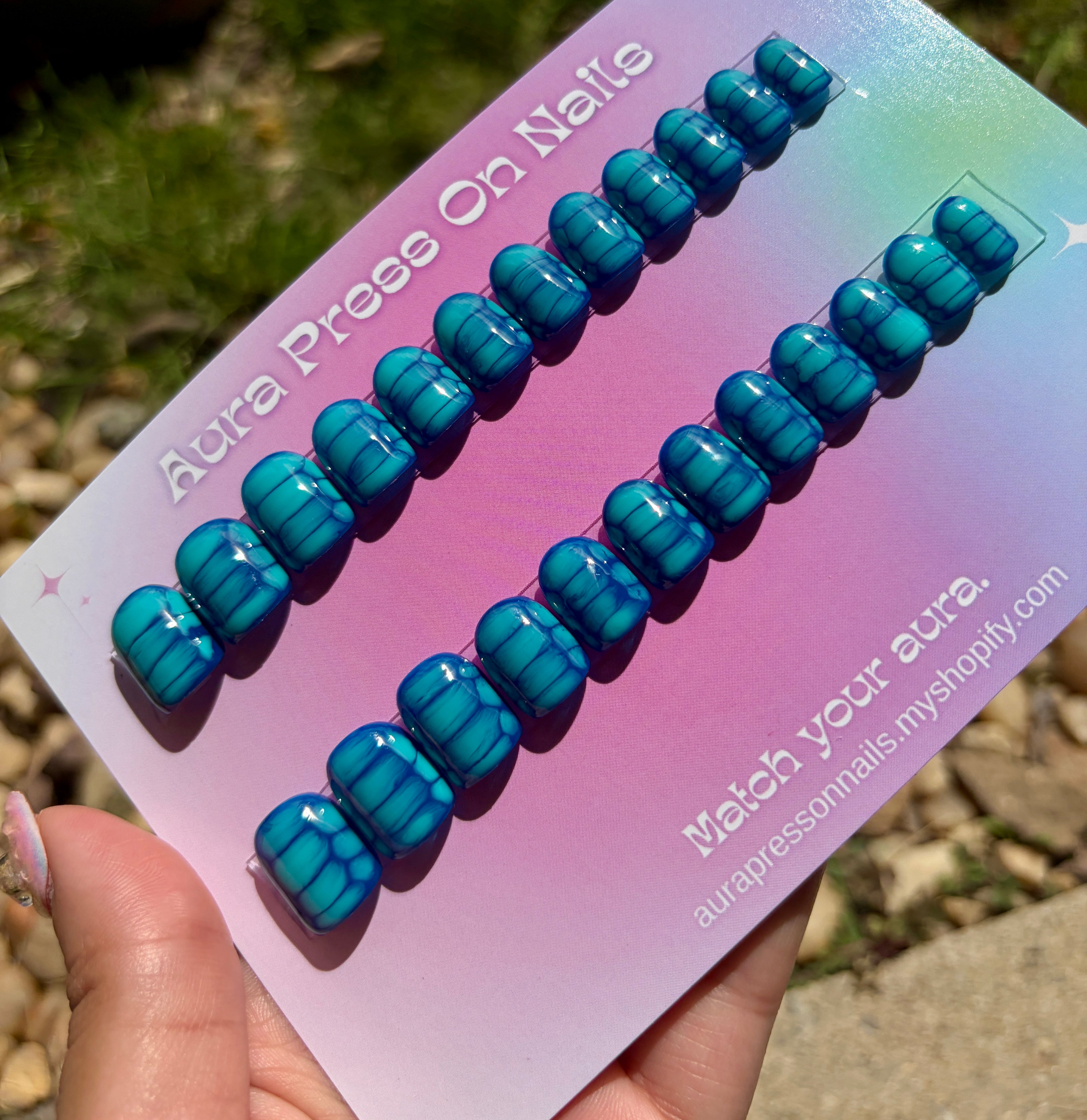 Blue Lagoon Croc Print Nails