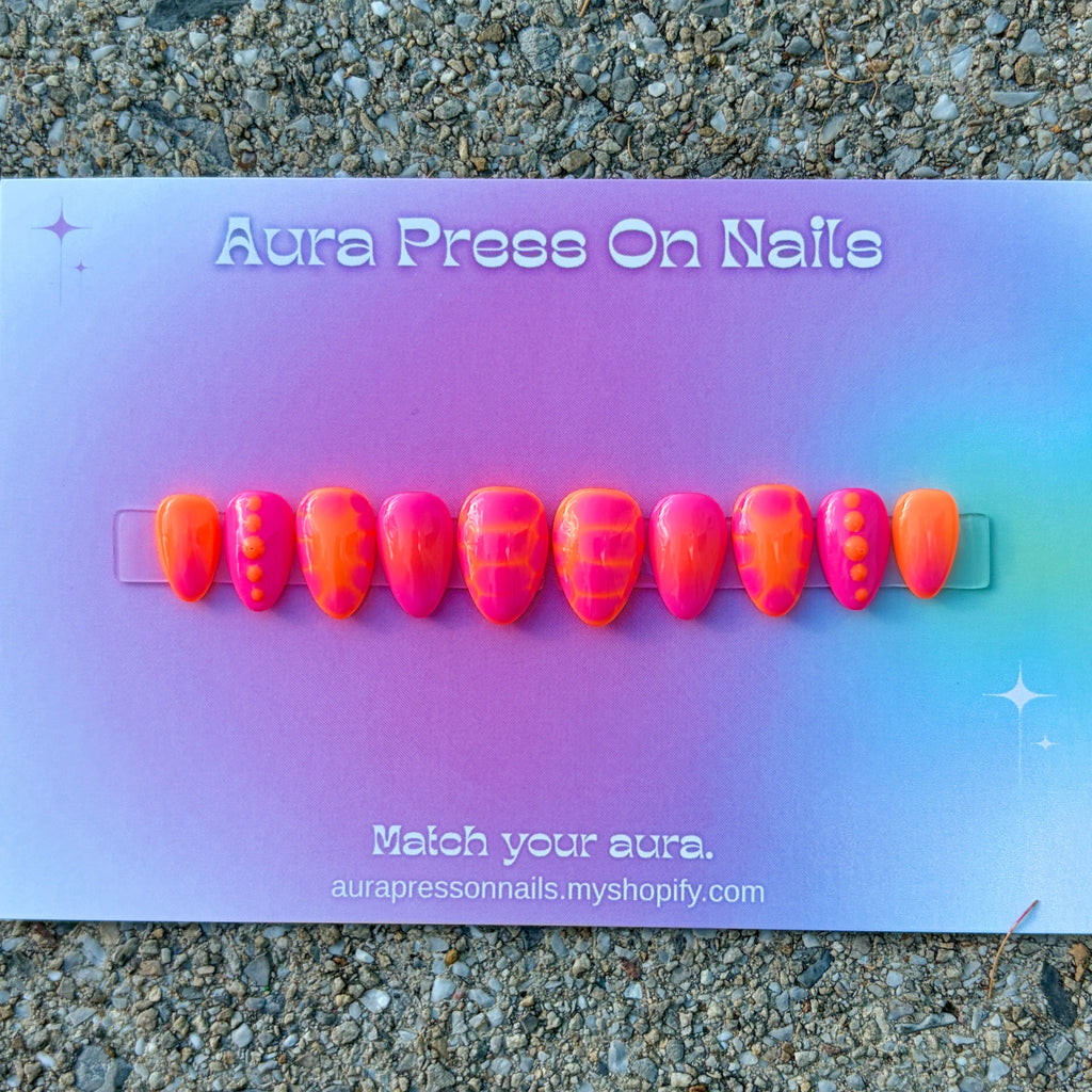 Neon Summer Vibes Short Almond Press on nails