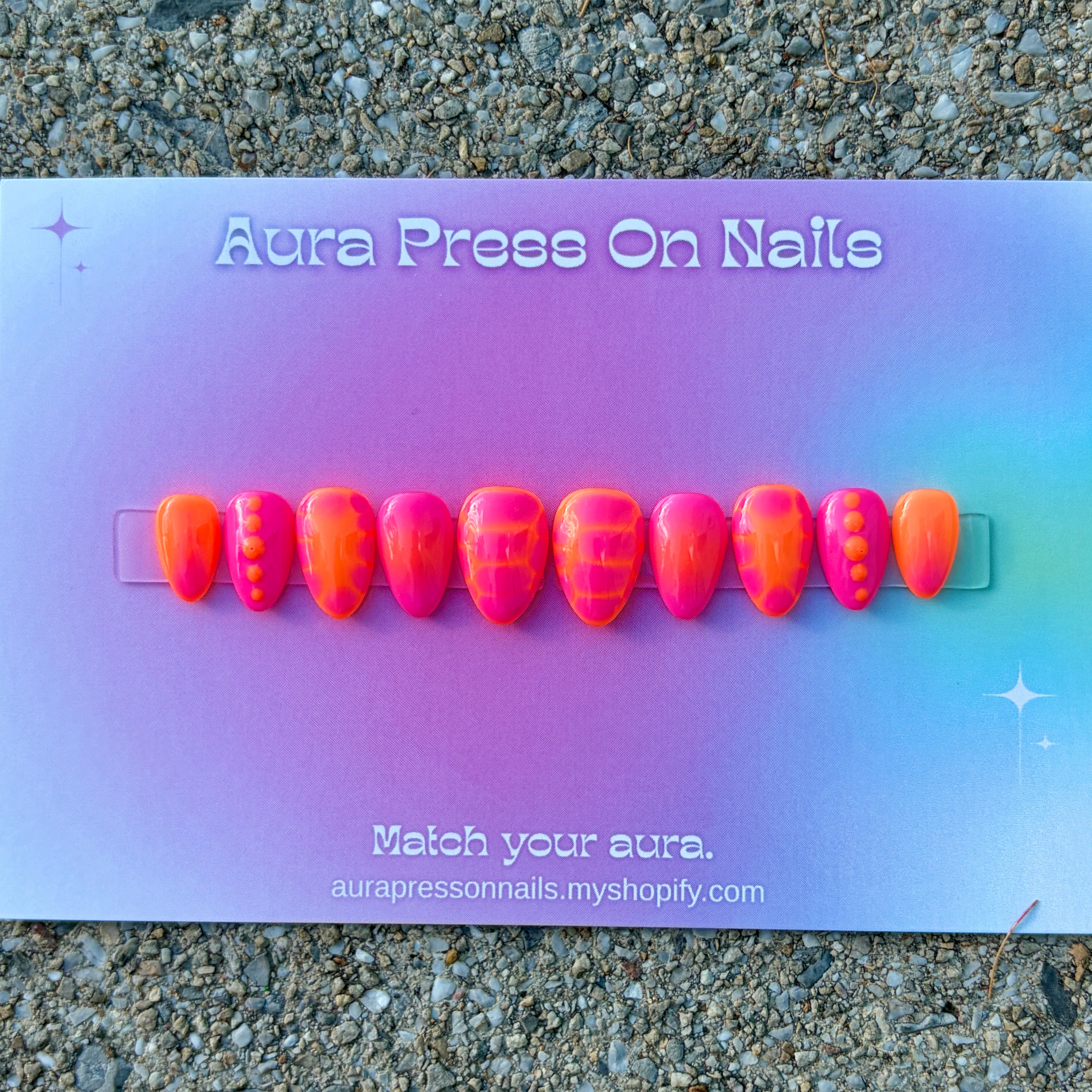 Neon Summer Vibes Short Almond Press on nails