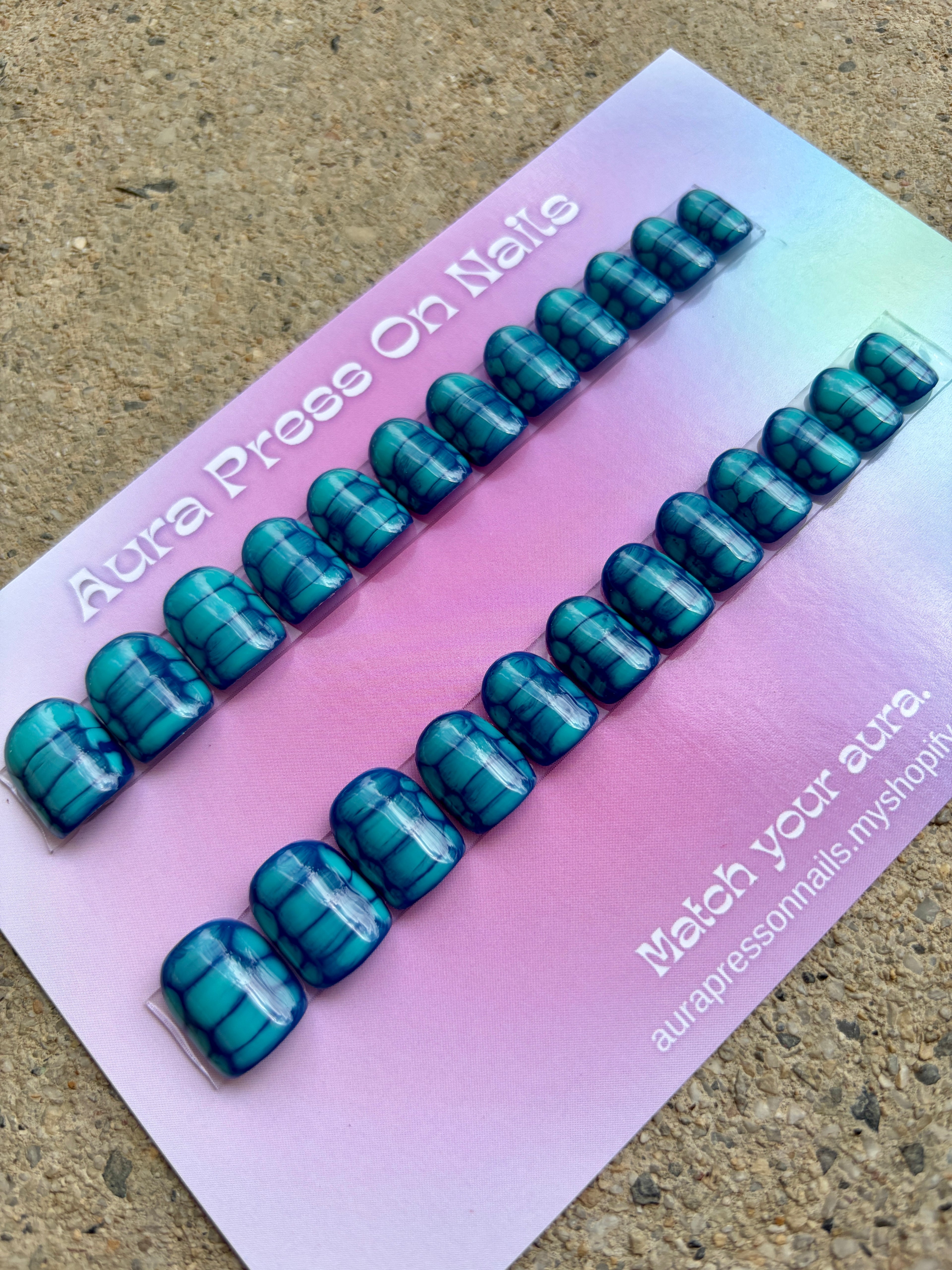Blue Lagoon Croc Print Nails