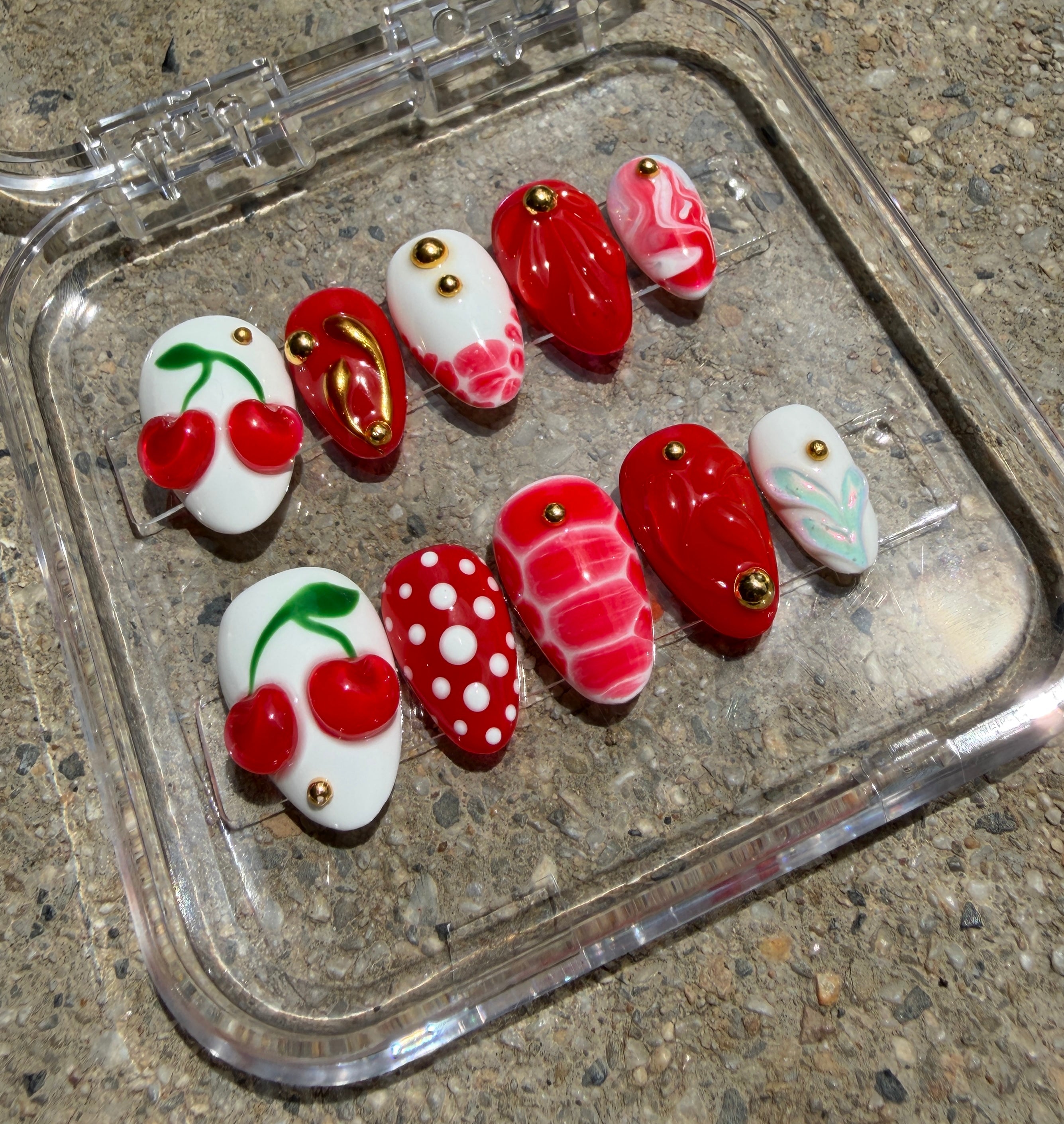 Cherry-licious Abstract Press On Nails 🍒
