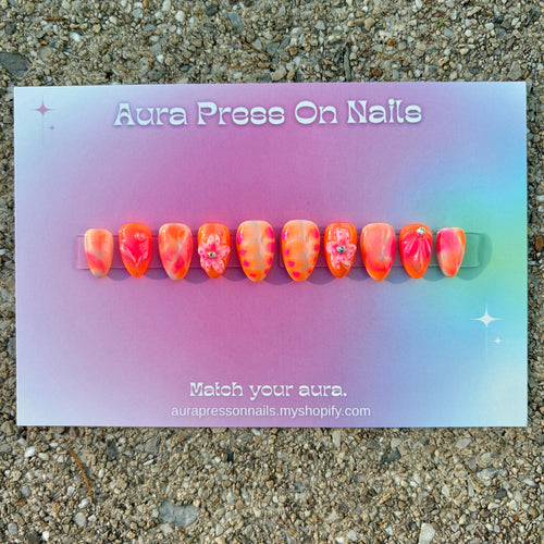 Neon Summer Baddie Short Almond Press on nails